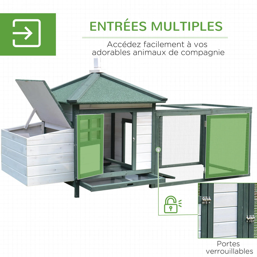 Poulailler Bois de Pin 1 à 2 Poules avec Enclos