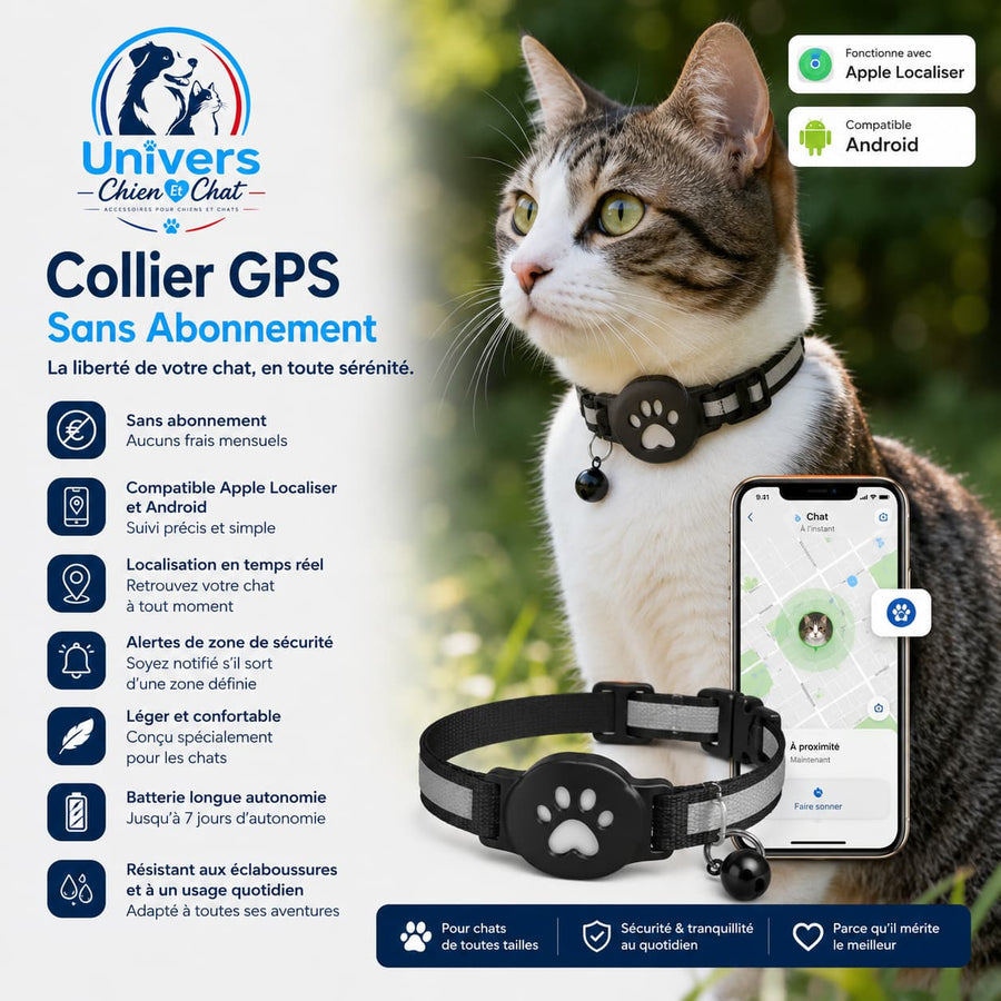 Collier GPS Sans Abonnement pour chat, IOS & Android