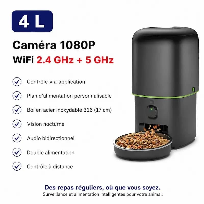 Distributeur de croquettes chat caméra intelligente - Zéro stress | FeliCare™