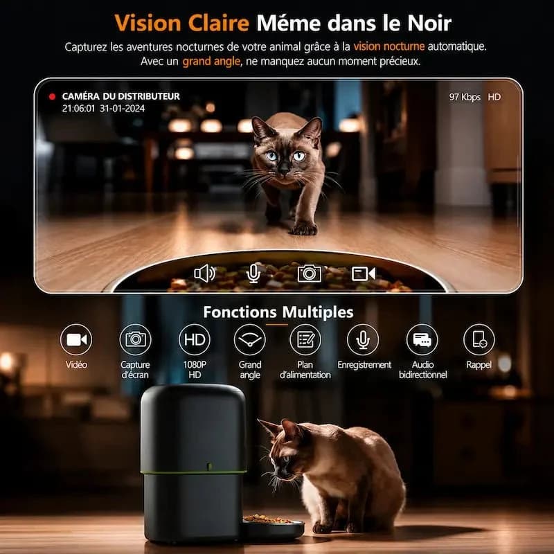 Distributeur de croquettes chat caméra intelligente - Zéro stress | FeliCare™
