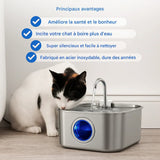 Fontaine à eau chat inox | Hydratation silencieuse & durable